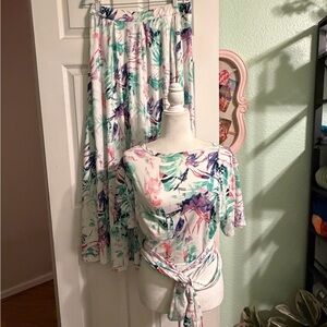 Floral Print Women's Skirt and Top